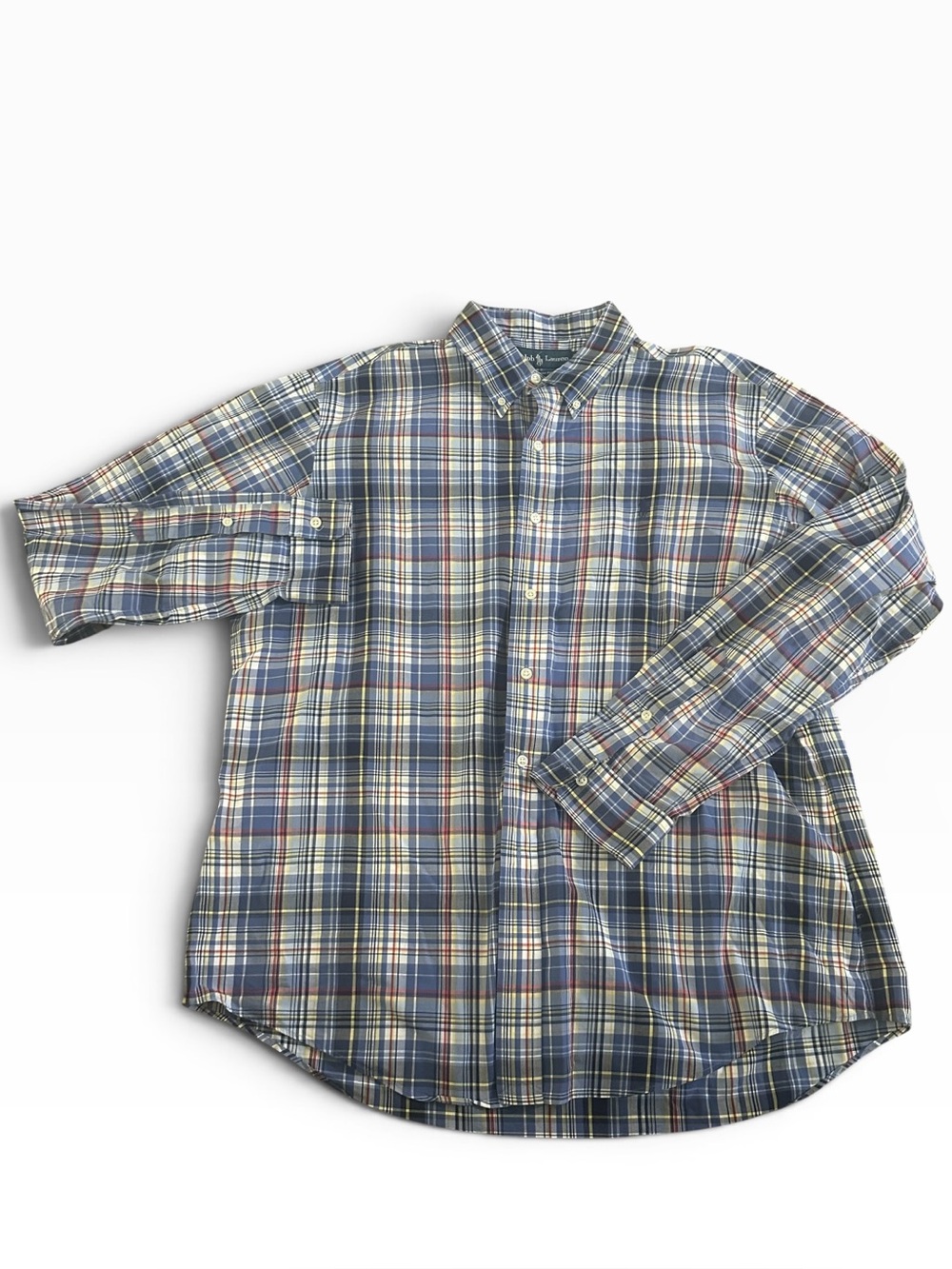 Ralph Lauren Custom Fit Plaid Button Down Shirt Mens Size XL